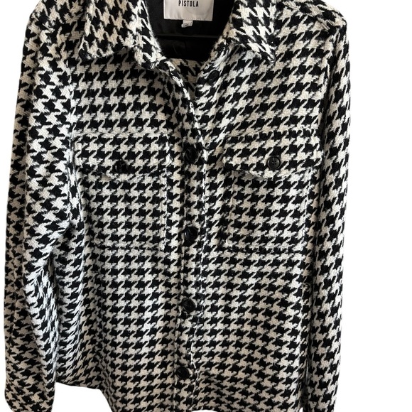 Pistola Revolve Women’s Libby Shacket Houndstooth Black White Size Large - Picture 1 of 7